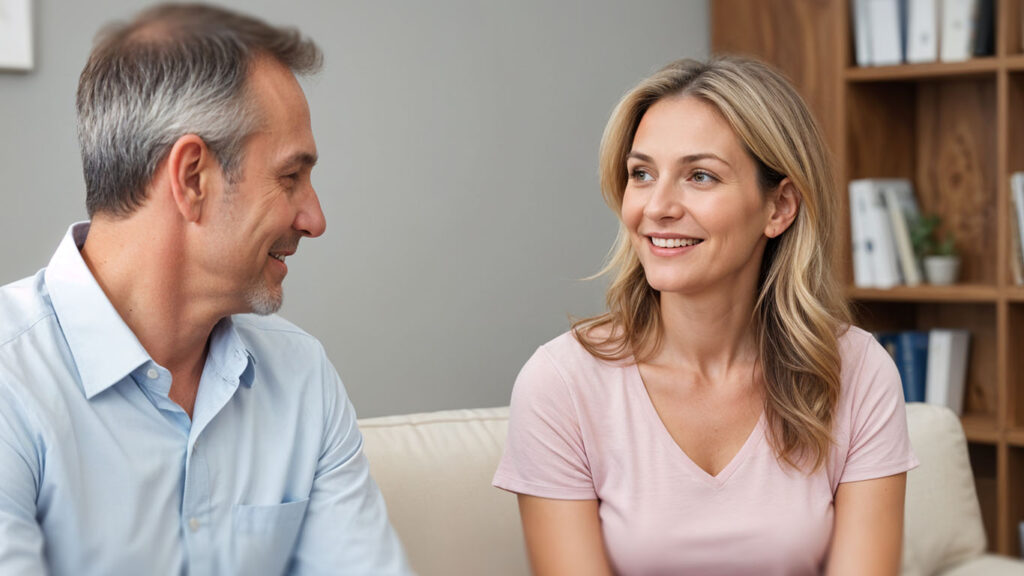 Picture of couple in counseling office.