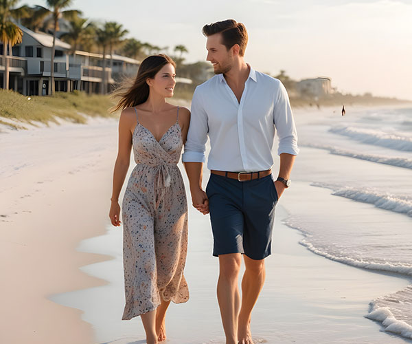 couple walking along beach